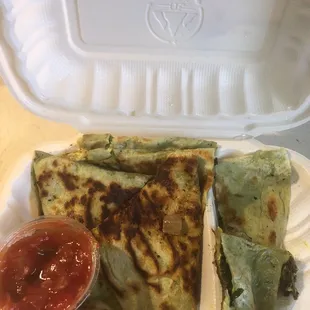 Spinach and Mushroom Quesadillas