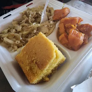 Cabbage, cornbread and yams