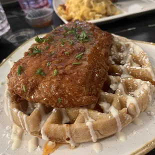 HOT HONEY CRISPY SALMON &amp; WAFFLES