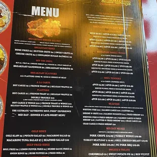 Full Menu of truck during conversation with owners