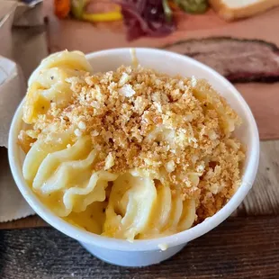 Mac 'n cheese up front!