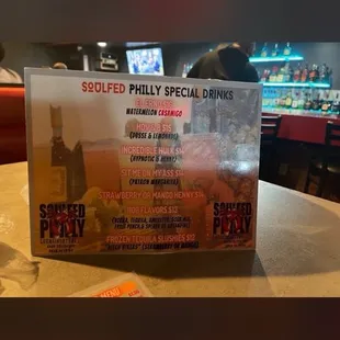 Old drink menu