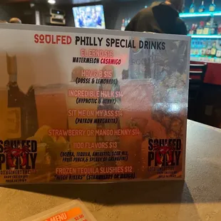 SoulFed Philly Drink Menu