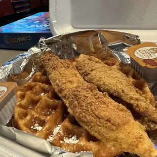 Fish and waffles