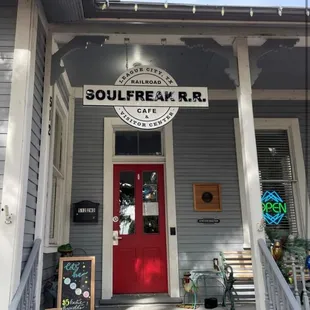 the front of the building