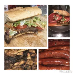 Brisket and sausage po&apos;boys.