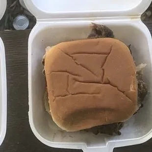 Cake, rib sandwich, sweet tea and a bag of chips $14.07 after tax.