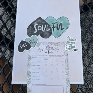 Menu, feedback, and stickers