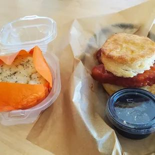 Lemon poppyseed muffin &amp; the chicken mambo biscuit! SO good.