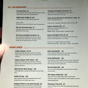 menu