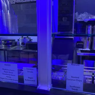 Layout: ambient lighting, service bar, some savory choices.