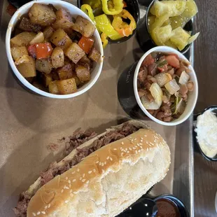 Out of Sight. Chopped BBQ and 2 sides.