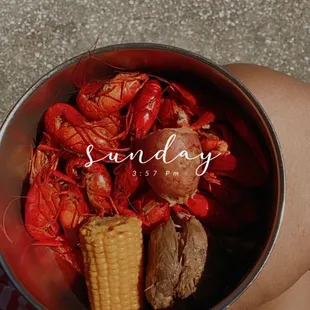 Crawfish corn potato turkey neck