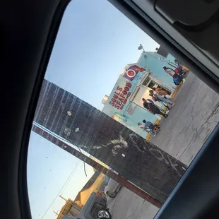 a view of the outside of a car window