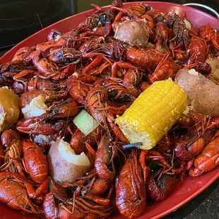 5lbs of Crawfish with potatoes and corn once put on our plates!