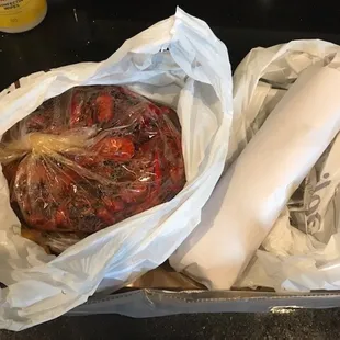 5lbs of crawfish and poboy