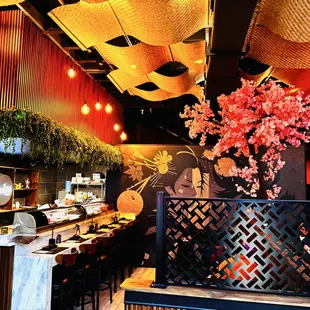 interior, sushi and sashimi