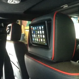 Headrest video entertainment installation.