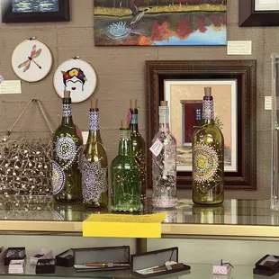 a variety of wine bottles