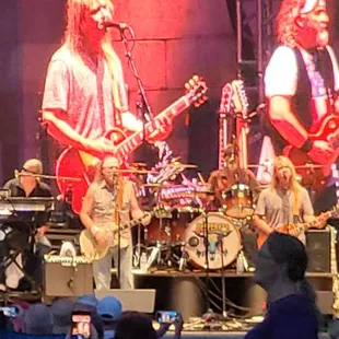 After a lengthy shower, the sky has cleared for a short set by Desperado (an excellent Eagles tribute band) before the fireworks.