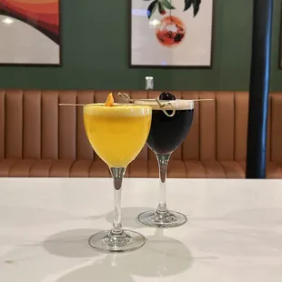 The Donna Summer our signature Gin cocktail and the Earth, Wind, &amp; Fire. Our take on an espresso martini with a hint of cherry.