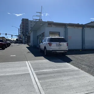 Her car.. Clearly on the sidewalk!