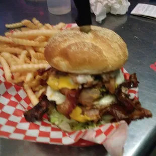 The Double Soundview Burger... Not for the timid... Come hungry!