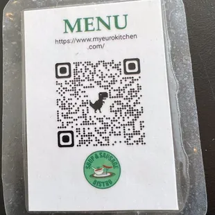 Scannable QR Code To View Online Menu