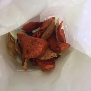 Wraps come with homemade chips and salsa- very good