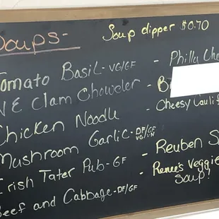 Soups change monthly