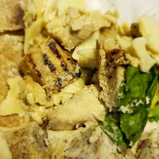 Nice chunks of grilled chicken in the wrap.