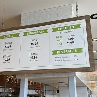 Menu board. Reasonable prices.