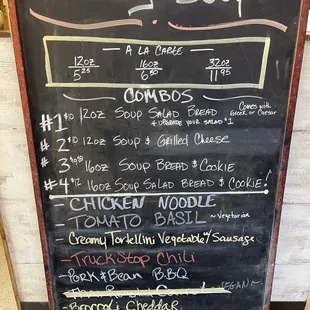 Daily soup menu