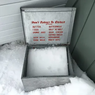 a deep freezer in the snow