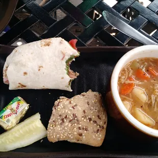 BLTT and Fideo soup. Everything was tasty and served quickly.