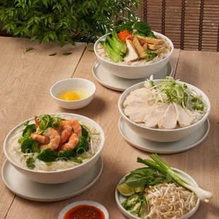 Pho Shrimp, Pho Chicken Breast, Pho Veggies