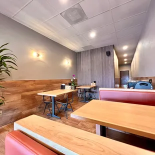 Nice modern decor on the inside of restaurant