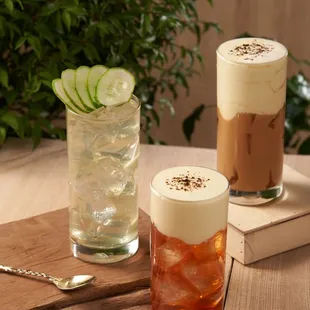 Cucumber Limeade, Thai Tea, Sea Salt Coffee