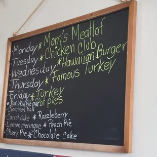 a menu on a blackboard