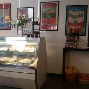 a display of food items in a restaurant