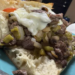 How the GREEN CHILE PHILLY SANDWICH looked before I folded it up