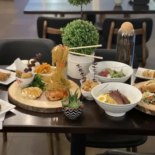 a variety of food on a table