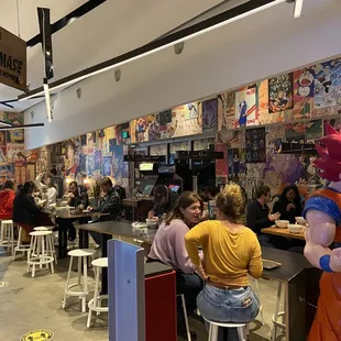 people eating and drinking