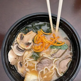 I ordered to go and it was amazing!! This is the build your own bowl with miso broth. It&apos;s huge. Don&apos;t miss out on this awesome place!!