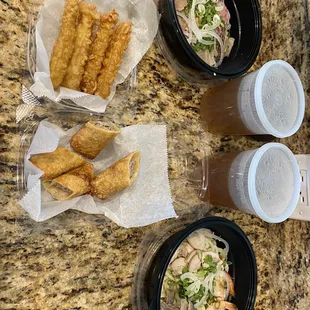 Pho  shrimp tempura. Phill egg roll