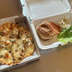 Cilantro Shrimp Flatbread, Salmon Croquette Sandwich and Dive Seafood Gumbo.
