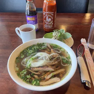 Grilled chicken pho plus setup