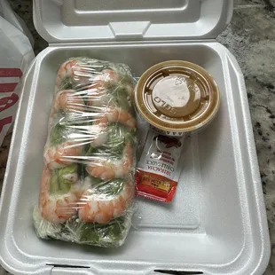 Salad rolls with peanut sauce - they have options other than shrimp too