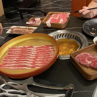 Brisket, Ribeye, Kalbi, Pork Belly