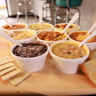 a variety of soups